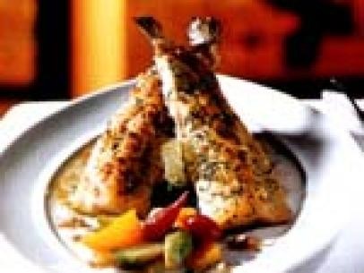 Brook trout with pecans, lemons, and parsley brown butter