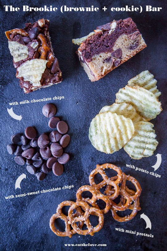 Brookie recipe with salty sweet snack treats