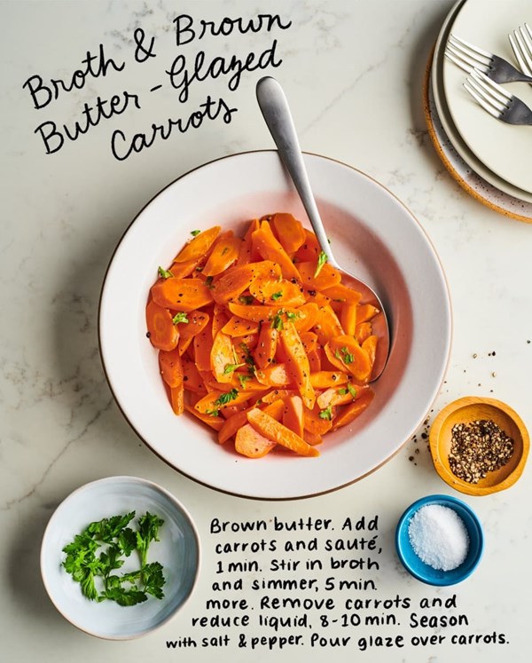 Broth and brown butter–glazed carrots