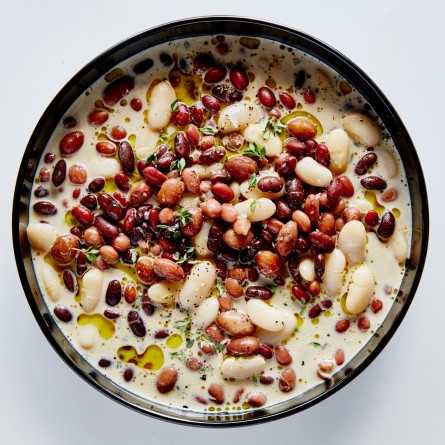 Brothy heirloom beans with cream