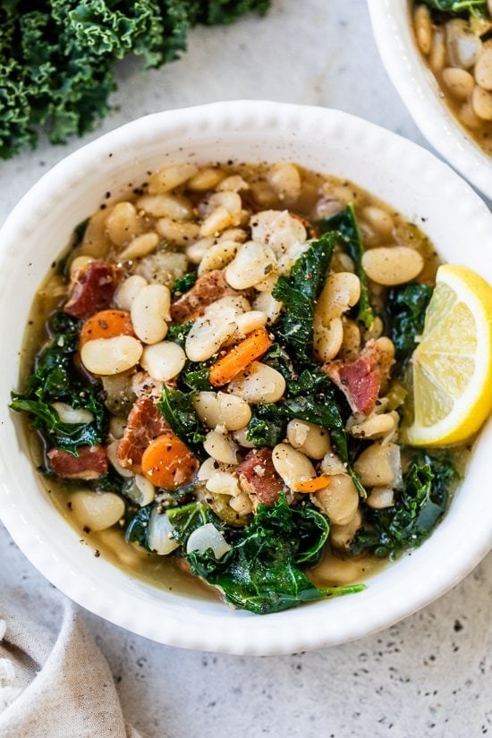 Brothy lima beans and greens