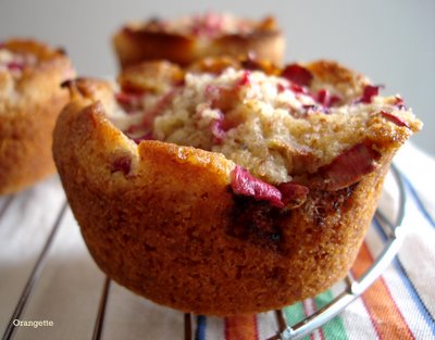 Brown butter - almond cakelets with rhubarb
