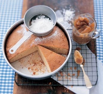 Brown-butter almond cake with caramel apples