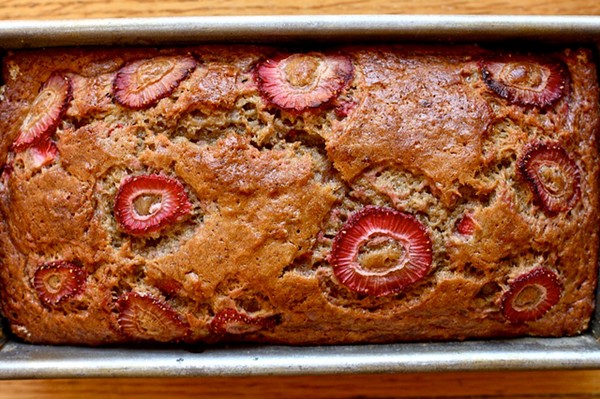 Brown butter banana strawberry bread 