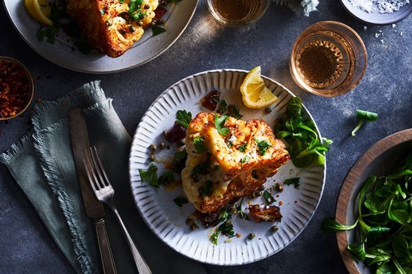 Brown butter cauliflower with dates and capers