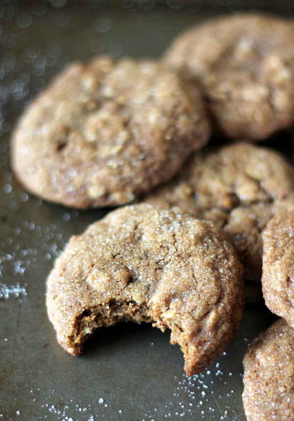 Brown butter chewy ginger oatmeal cookies