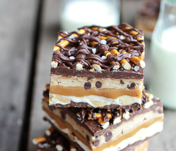 Brown butter chocolate chip cookie dough pretzel Snickers bars