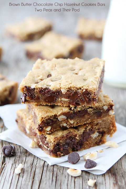 Brown butter chocolate chip hazelnut cookie bars