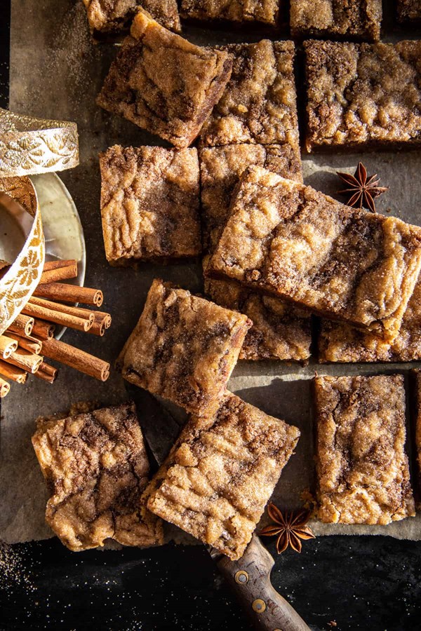 Brown butter cinnamon swirl snickerdoodle blondies