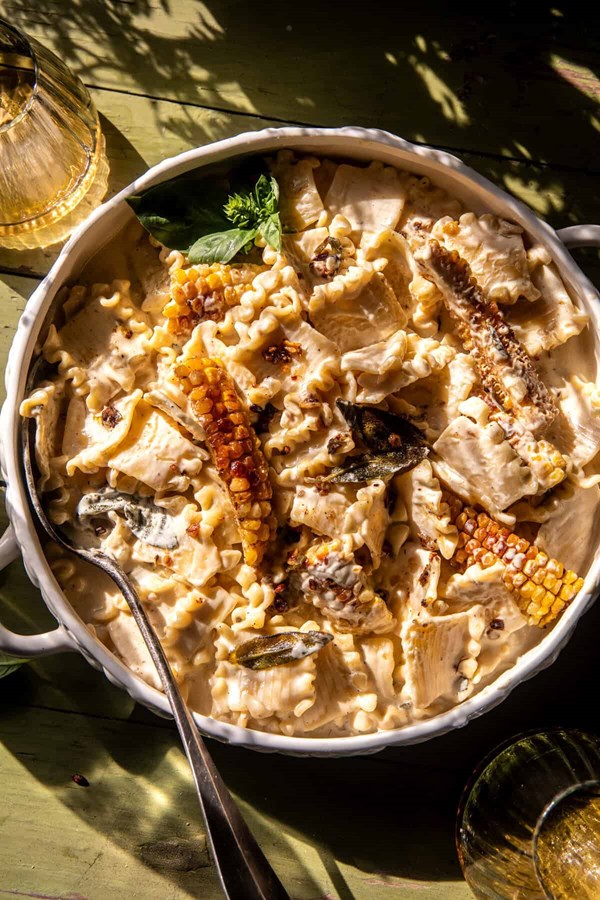 Brown butter corn pasta alfredo