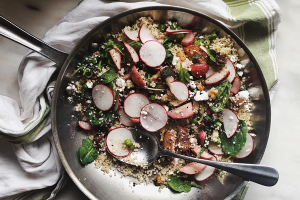  Brown butter couscous with spring vegetables