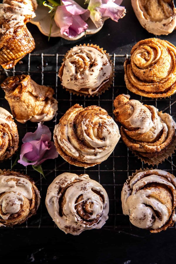 Brown butter iced espresso cardamom buns