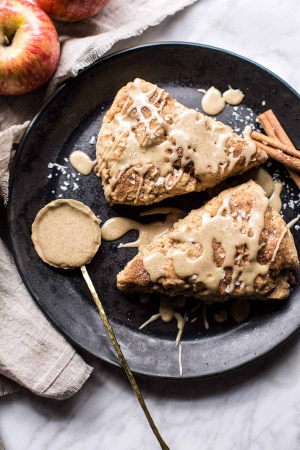 Brown butter maple glazed cinnamon apple scones
