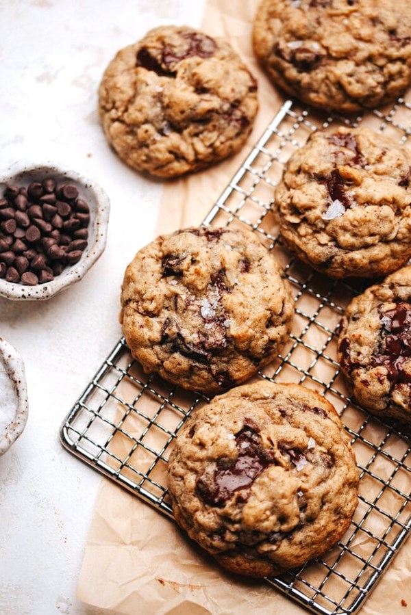 Brown butter oatmeal chocolate chip cookies