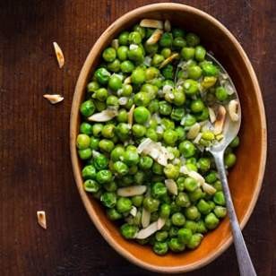 Brown butter pea amandine