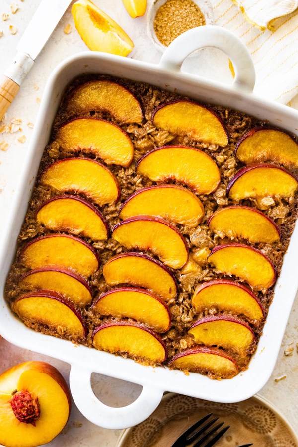Brown butter peach baked oatmeal