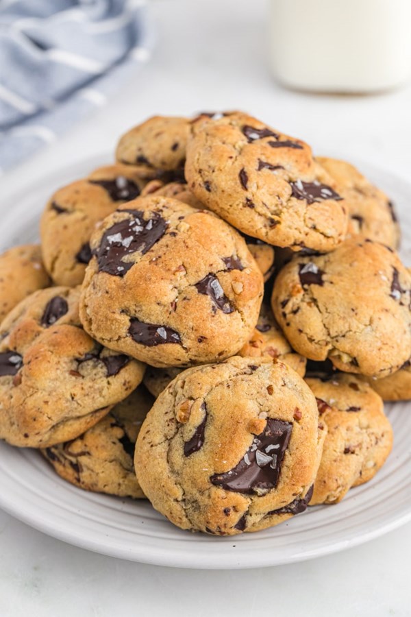 Brown butter pecan chocolate chip cookies with sea salt