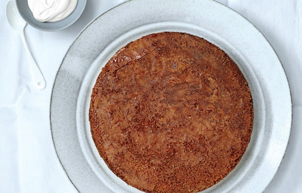 Brown butter-polenta cake with maple caramel