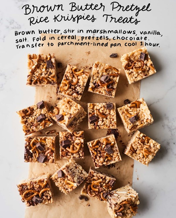 Brown butter pretzel Rice Krispies treats