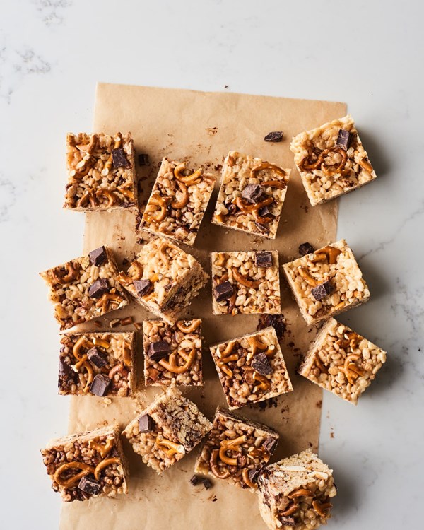 Brown butter pretzel Rice Krispies treats