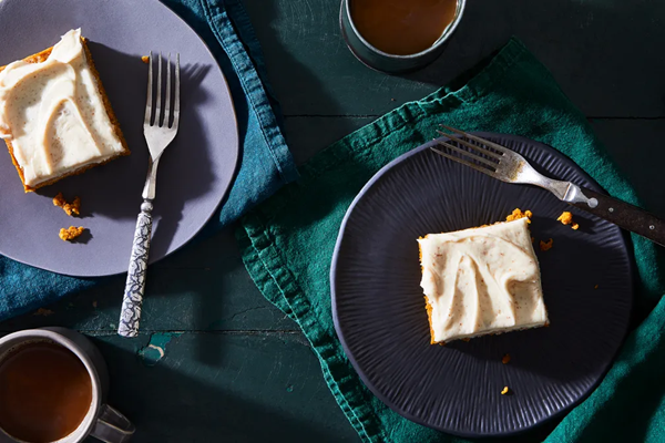 Brown butter pumpkin bars with brown sugar-cream cheese frosting