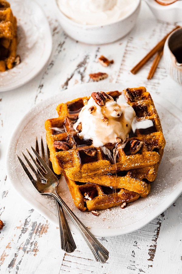Brown butter pumpkin waffles