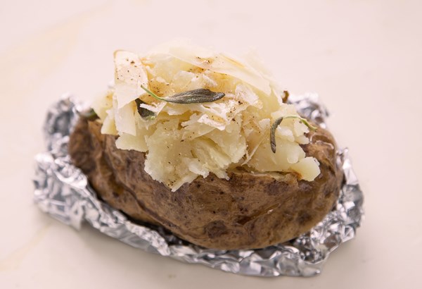 Brown butter, sage, and Parmesan stuffed potato