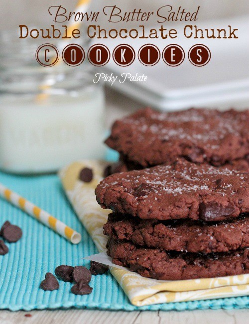 Brown butter salted double chocolate chunk cookies