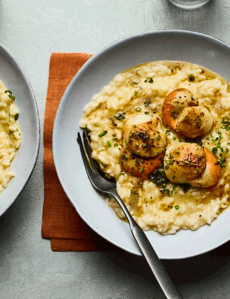 Brown butter scallop risotto