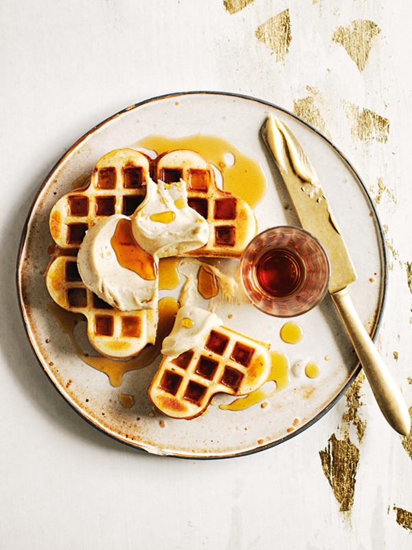 Brown butter waffles with whipped maple butter