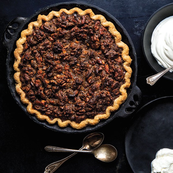 Brown butter walnut pie with sour whipped cream