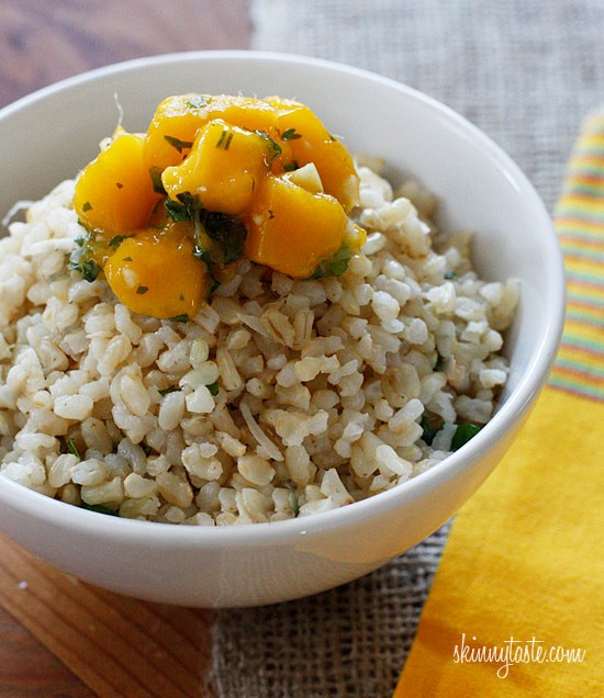 Brown coconut rice with cilantro