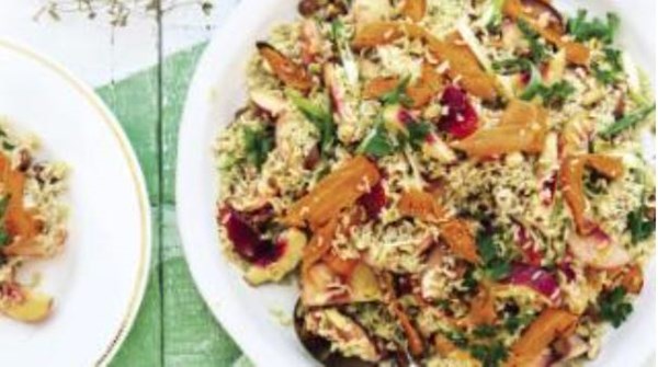 Brown rice and nectarine salad