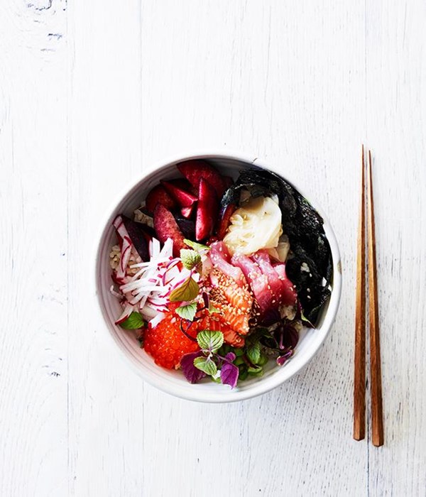 Brown rice chirashi zushi