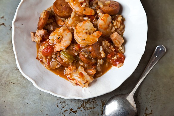 Brown rice jambalaya-ish