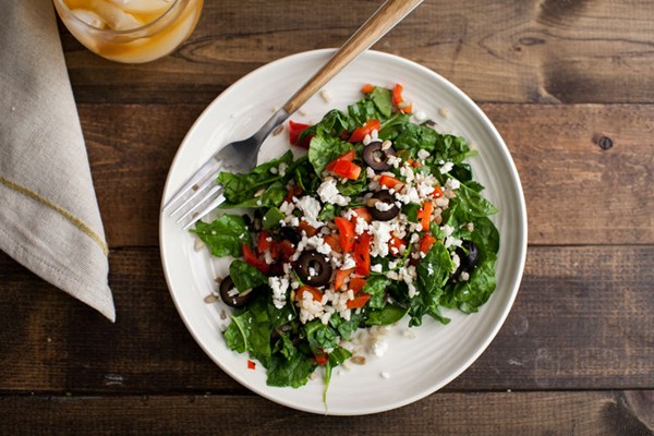 Brown rice spinach salad