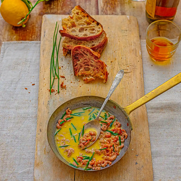 Brown shrimp with whisky