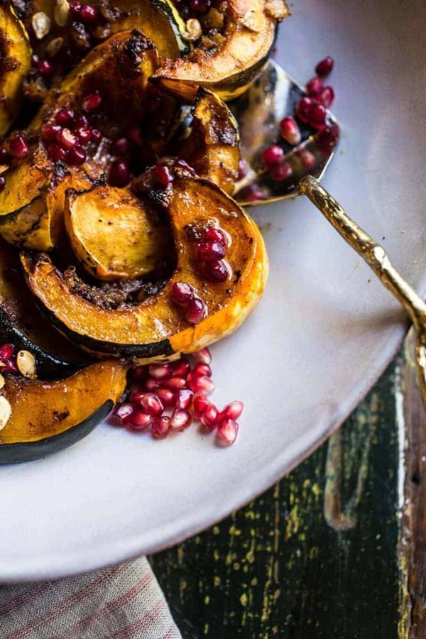 Brown sugar and pineapple roasted acorn squash with spiced brown butter