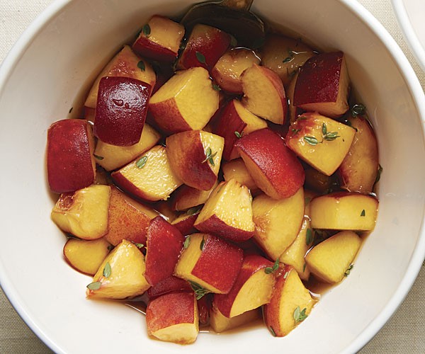 Brown sugar and thyme marinated peaches