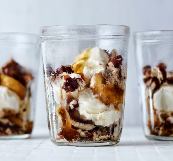 Brown sugar banana parfaits with maple-glazed pecans