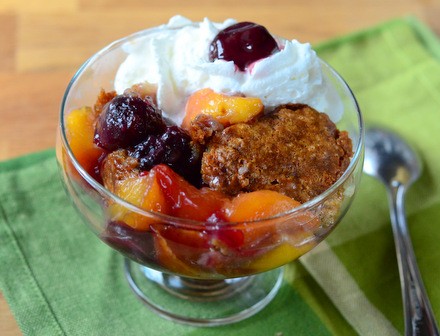 Brown sugar cobbler with nectarines & cherries