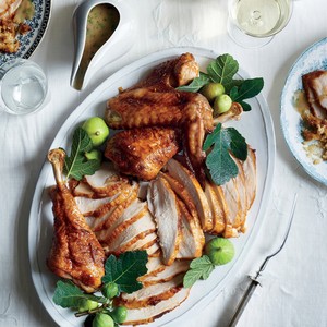Brown sugar-cured turkey with apple-bourbon gravy