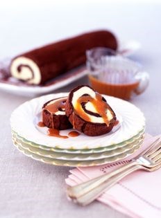 Brown sugar ice cream chocolate roulade