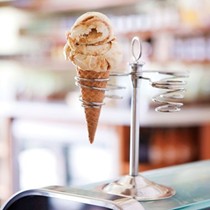 Brown sugar ice cream with a ginger-caramel swirl