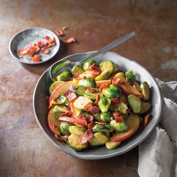 Brown sugar-maple apples and sprouts