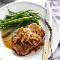 Brown sugar pork chops with onions