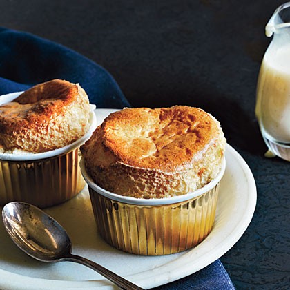 Brown sugar soufflés with crème Anglaise