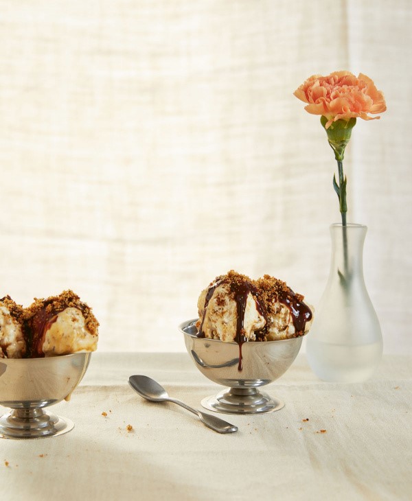 Brown toast & malted-coffee ripple ice cream