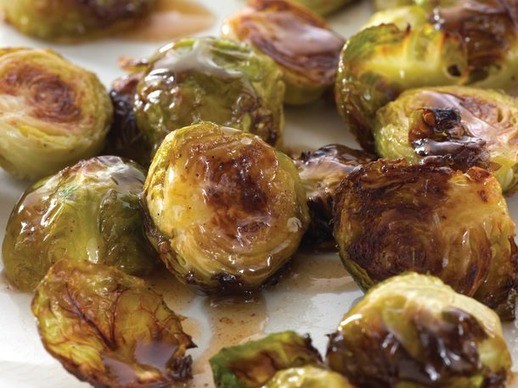 Browned Brussels with maple butter