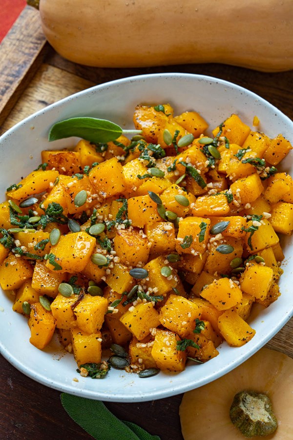 Browned butter and sage roasted butternut squash